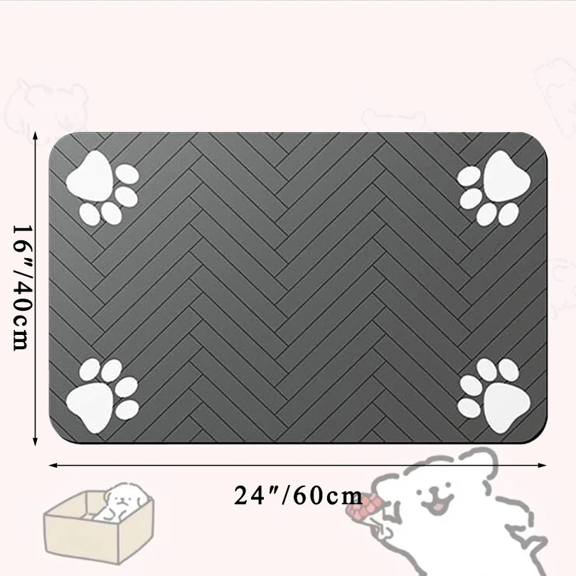 Absorbent Pet Feeding Mat with Waterproof Backing - Quick Dry Placemat for Dogs and Cats